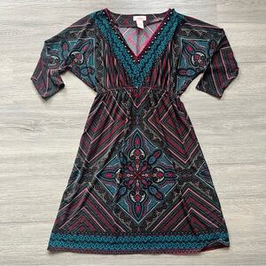 Candie's Multicolor Boho Patterned Long Sleeve Dress